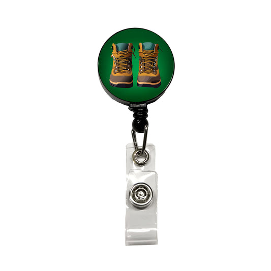 Hiking Boots Hiker Retractable ID Key Card Name Tag Badge Holder with Clip