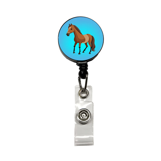 Horse Standing Retractable ID Key Card Name Tag Badge Holder with Clip
