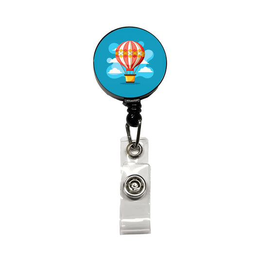 Hot Air Balloon in Sky Retractable ID Key Card Name Tag Badge Holder with Clip