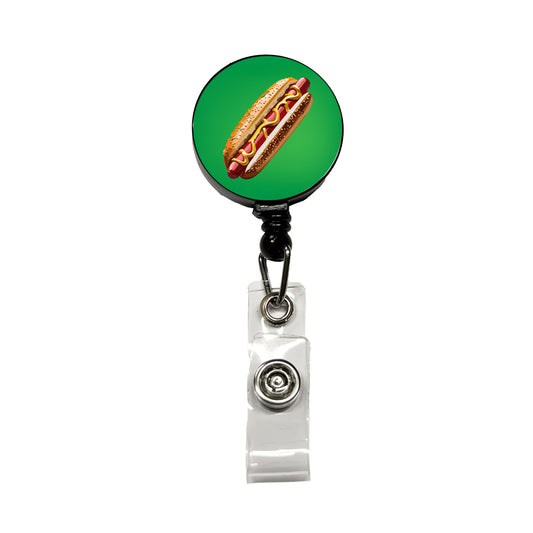 Hotdog Hot Dog Bun Mustard Retractable ID Key Card Name Tag Badge Holder with Clip