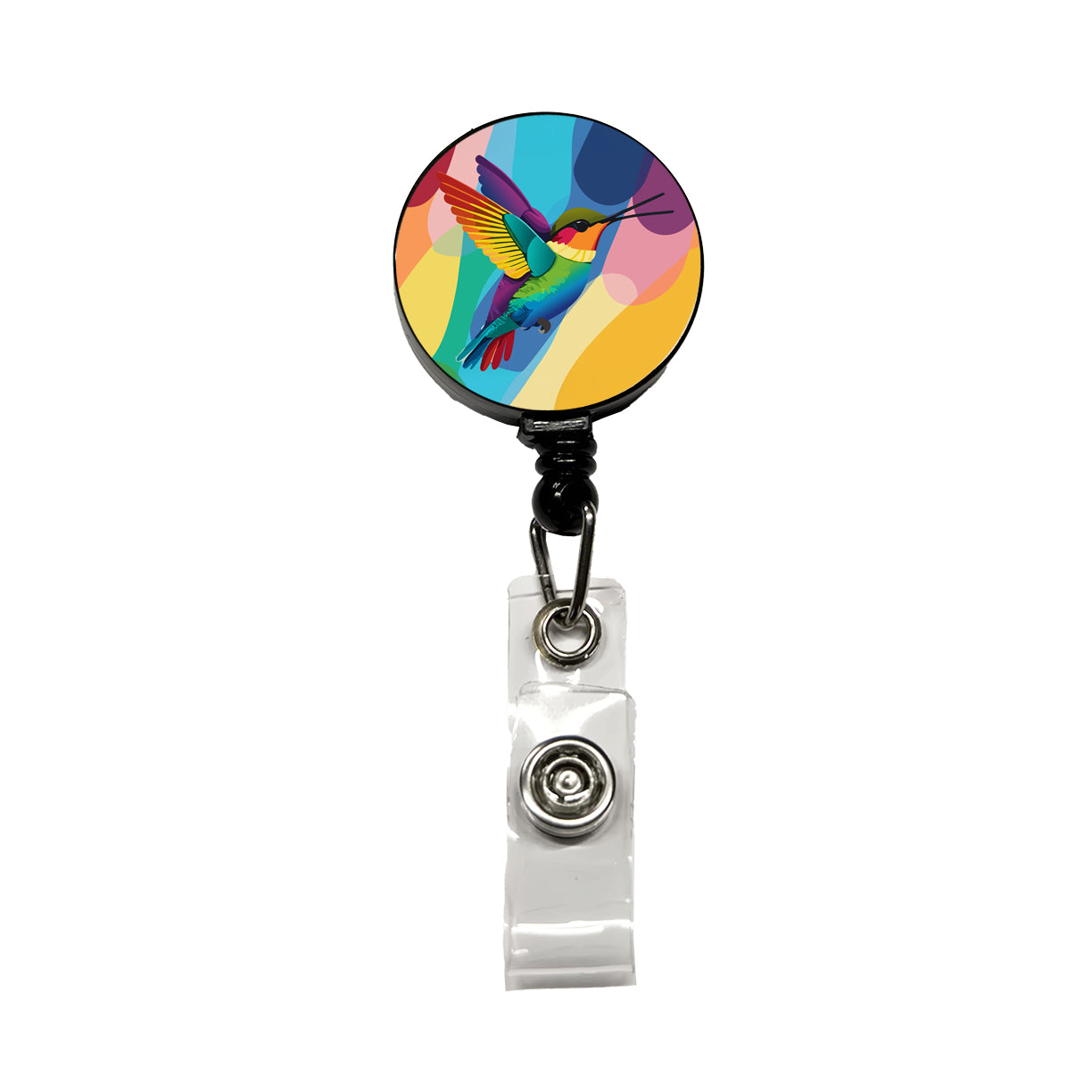Hummingbird Rainbow Retractable ID Key Card Name Tag Badge Holder with Clip