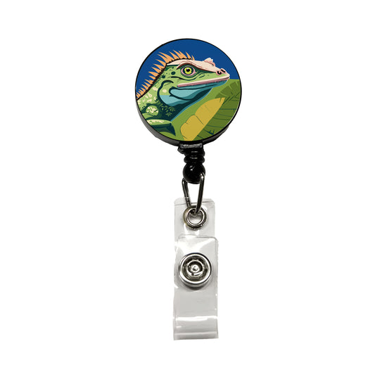 Iguana Lizard Reptile Retractable ID Key Card Name Tag Badge Holder with Clip