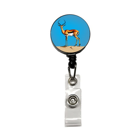 Impala Watercolor Africa Animal Retractable ID Key Card Name Tag Badge Holder with Clip