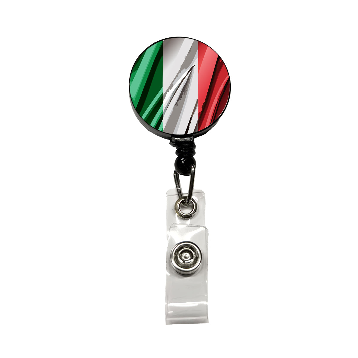 Italy Italian Flag Waving Retractable ID Key Card Name Tag Badge Holder with Clip