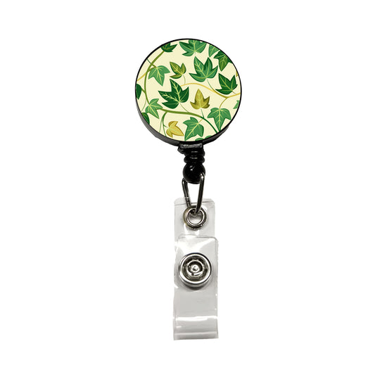 Ivy Vines Pattern Retractable ID Key Card Name Tag Badge Holder with Clip