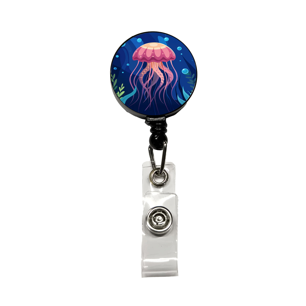 Jelly Fish in Ocean Retractable ID Key Card Name Tag Badge Holder with Clip