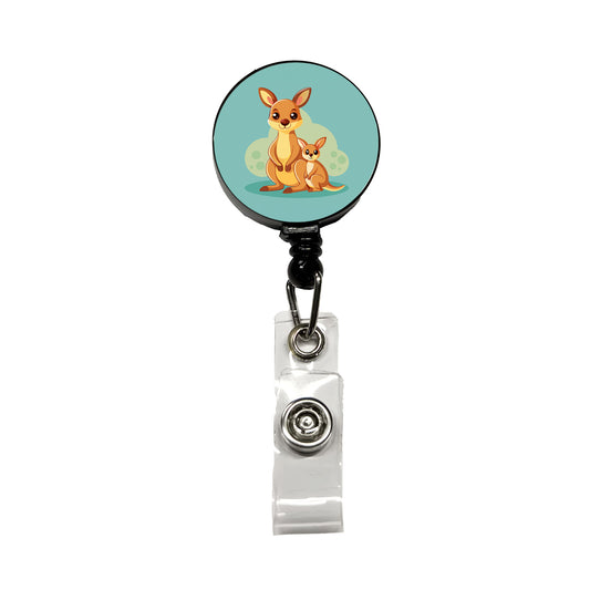 Kangaroo Mom and Baby Retractable ID Key Card Name Tag Badge Holder with Clip