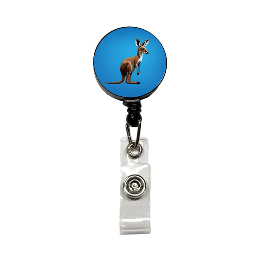 Kangaroo Standing Animal Retractable ID Key Card Name Tag Badge Holder with Clip