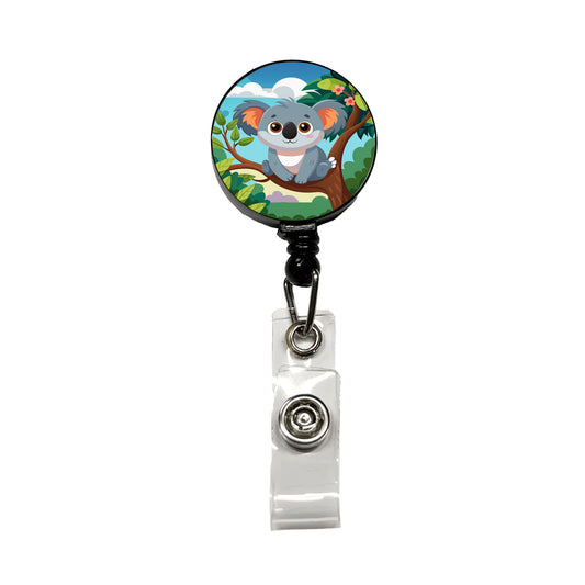 Koala Cute in Tree Retractable ID Key Card Name Tag Badge Holder with Clip