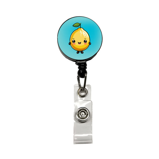 Lemon Cute Chibi Kawaii Retractable ID Key Card Name Tag Badge Holder with Clip