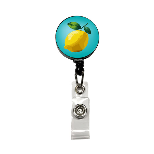 Lemon Fruit Citrus Retractable ID Key Card Name Tag Badge Holder with Clip