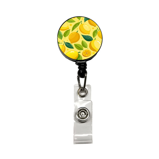 Lemons Fruit Scattered Pattern Retractable ID Key Card Name Tag Badge Holder with Clip