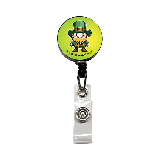 Leprechaun Irish Top of the Morning Funny St Patrick's Day Retractable ID Key Card Name Tag Badge Holder with Clip