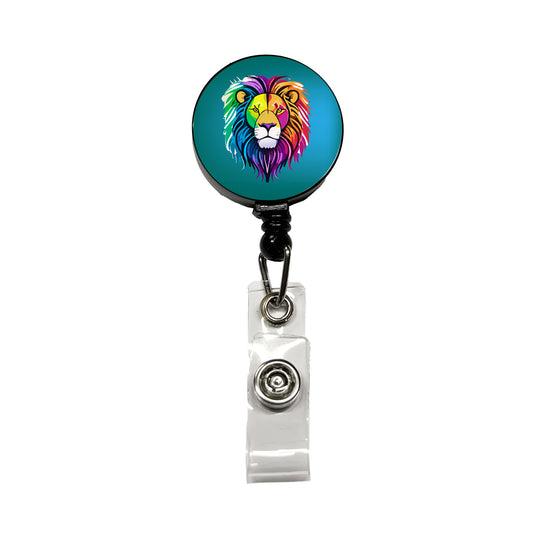 Lion Head Colorful Retractable ID Key Card Name Tag Badge Holder with Clip