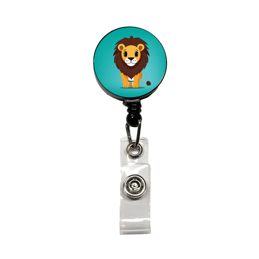 Lion Standing Retractable ID Key Card Name Tag Badge Holder with Clip
