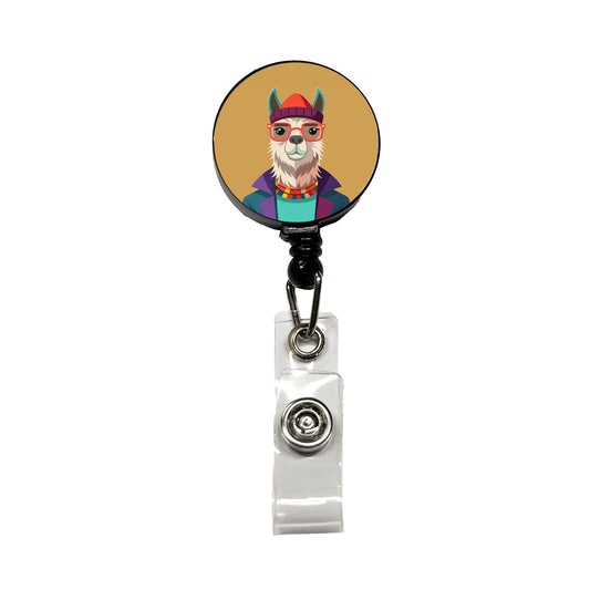 Llama Hipster Funny Wearing Glasses Hat Retractable ID Key Card Name Tag Badge Holder with Clip