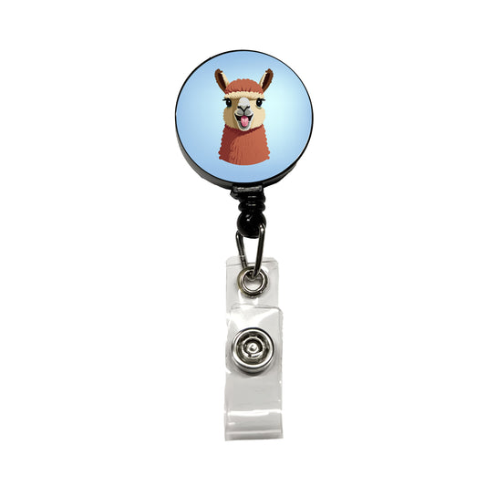 Llama Tongue Sticking Out Retractable ID Key Card Name Tag Badge Holder with Clip