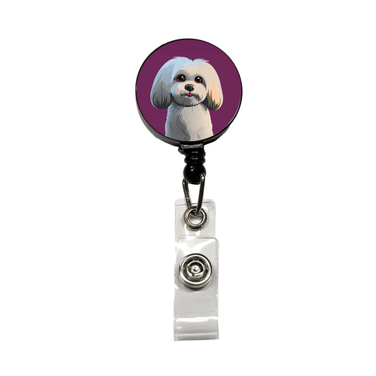 Maltese Dog Cute Retractable ID Key Card Name Tag Badge Holder with Clip
