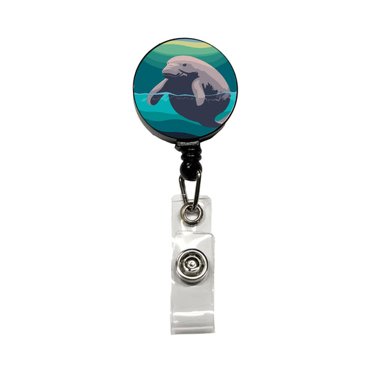 Manatee Ocean Sea Animal Retractable ID Key Card Name Tag Badge Holder with Clip
