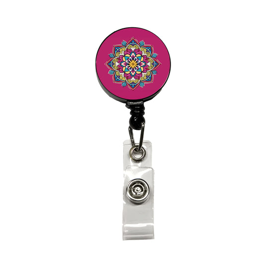 Mandala Colorful Beautiful Retractable ID Key Card Name Tag Badge Holder with Clip