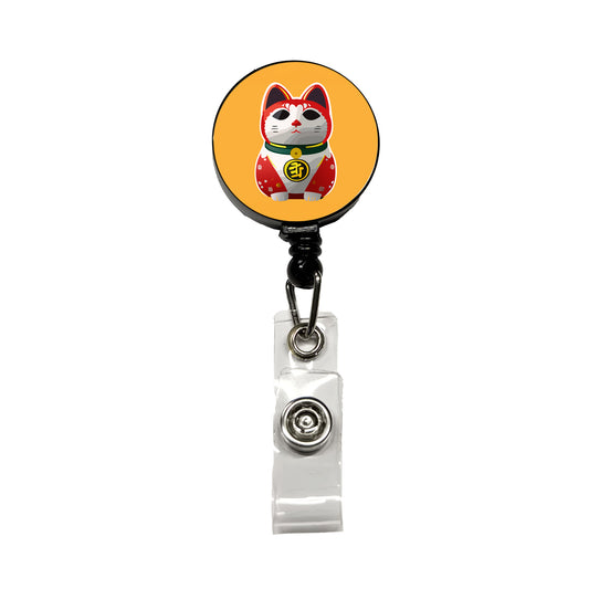 Maneki Neko Lucky Cat Retractable ID Key Card Name Tag Badge Holder with Clip