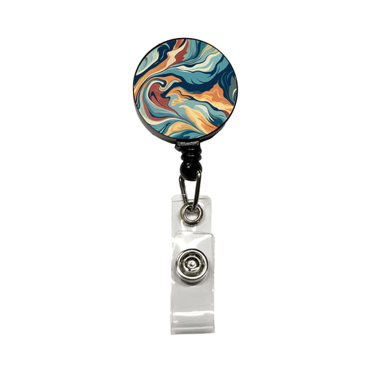 Marble Design Retractable ID Key Card Name Tag Badge Holder with Clip