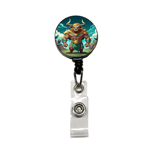 Minotaur Greek Mythology Retractable ID Key Card Name Tag Badge Holder with Clip