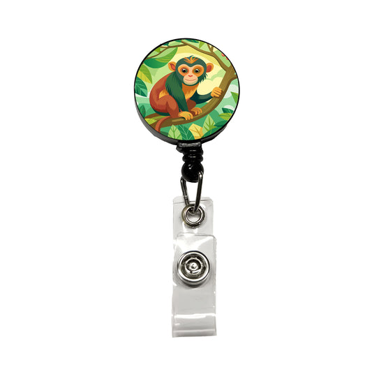 Monkey in Tree Retractable ID Key Card Name Tag Badge Holder with Clip