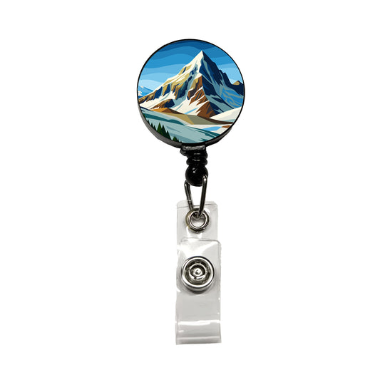 Mountain Slope Rugged Retractable ID Key Card Name Tag Badge Holder with Clip