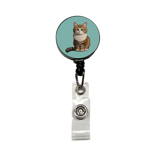 Munchkin Cat Sitting Retractable ID Key Card Name Tag Badge Holder with Clip