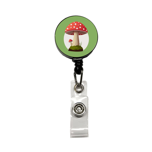 Mushroom Toadstool Red Woodland Retractable ID Key Card Name Tag Badge Holder with Clip