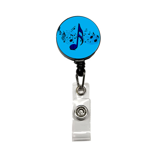 Music Notes Artistic Retractable ID Key Card Name Tag Badge Holder with Clip