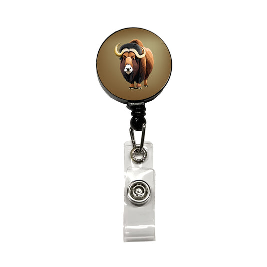 Muskox Musk Ox Shaggy Arctic Animal Retractable ID Key Card Name Tag Badge Holder with Clip