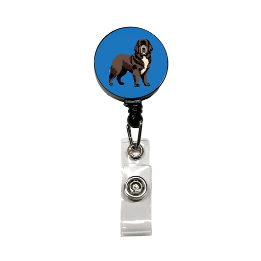 Newfoundland Dog Standing Retractable ID Key Card Name Tag Badge Holder with Clip