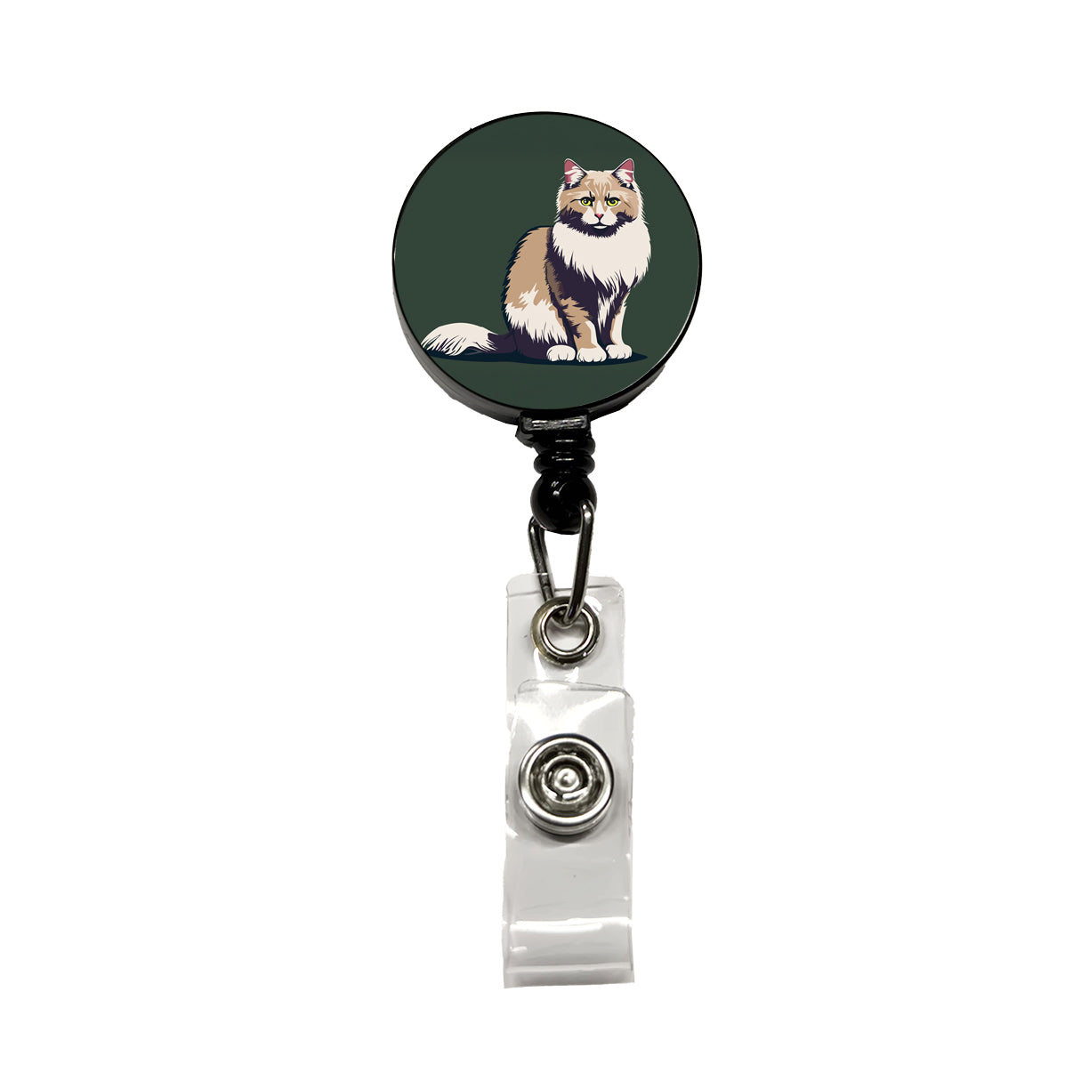 Norwegian Forest Cat Sitting Retractable ID Key Card Name Tag Badge Holder with Clip