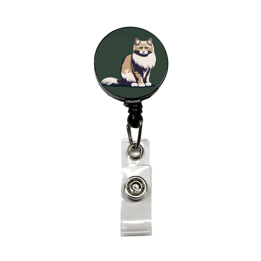 Norwegian Forest Cat Sitting Retractable ID Key Card Name Tag Badge Holder with Clip