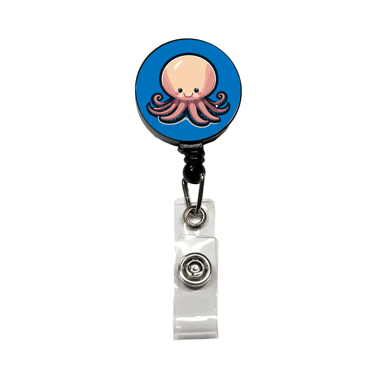 Octopus Smiling Retractable ID Key Card Name Tag Badge Holder with Clip