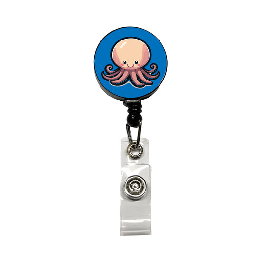 Octopus Smiling Retractable ID Key Card Name Tag Badge Holder with Clip