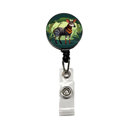 Okapi Forest Zebra Giraffe Retractable ID Key Card Name Tag Badge Holder with Clip