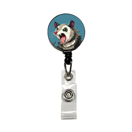 Opossum Screaming Funny Retractable ID Key Card Name Tag Badge Holder with Clip