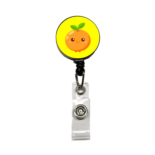 Orange Cute Happy Fruit Retractable ID Key Card Name Tag Badge Holder with Clip
