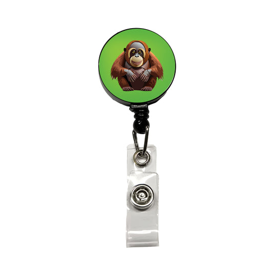 Orangutan Great Ape Sitting Retractable ID Key Card Name Tag Badge Holder with Clip