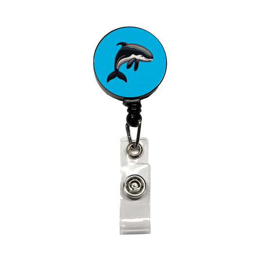 Orca Killer Whale Retractable ID Key Card Name Tag Badge Holder with Clip