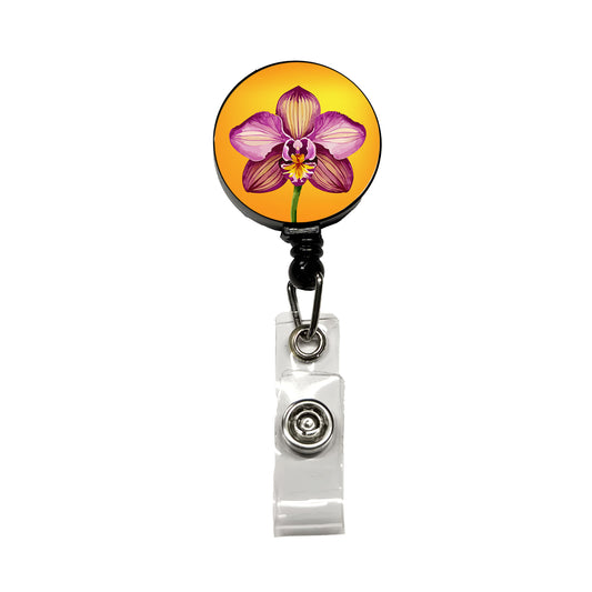 Orchid Flower Watercolor Retractable ID Key Card Name Tag Badge Holder with Clip