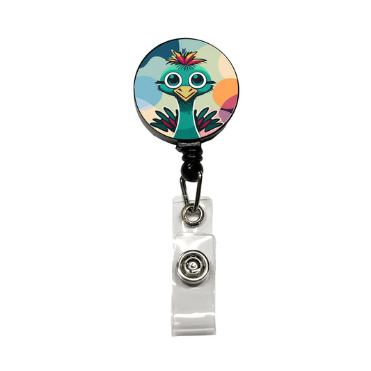 Ostrich Cute Head Retractable ID Key Card Name Tag Badge Holder with Clip
