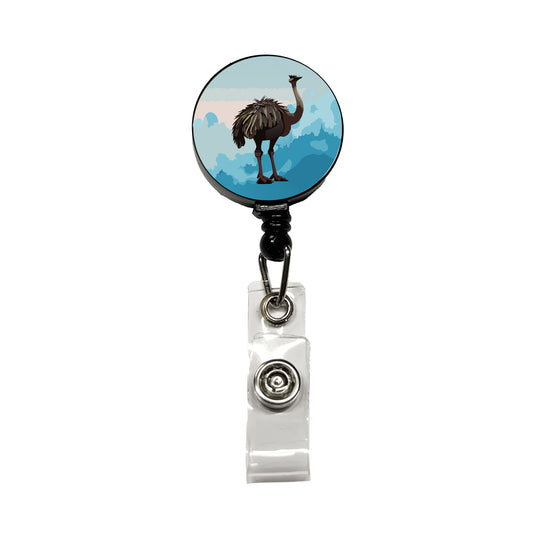 Ostrich Large Bird Standing Retractable ID Key Card Name Tag Badge Holder with Clip