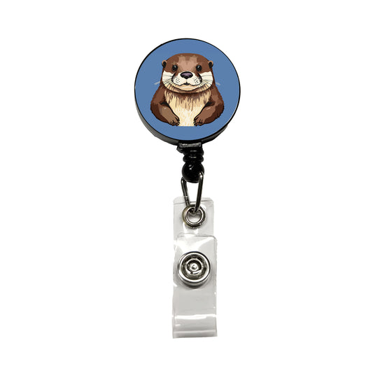 Otter Cute Staring Retractable ID Key Card Name Tag Badge Holder with Clip