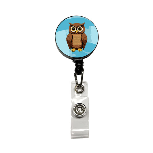 Owl Brown Retractable ID Key Card Name Tag Badge Holder with Clip