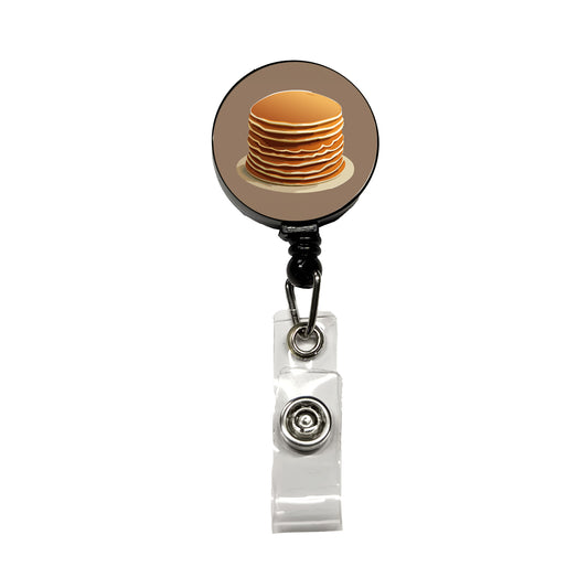 Pancakes Stack Breakfast Brunch Food Retractable ID Key Card Name Tag Badge Holder with Clip