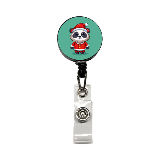 Panda Santa Christmas Retractable ID Key Card Name Tag Badge Holder with Clip